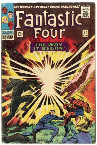 Fantastic Four 53 Vf - 7.  5 Ow/white Pages Origin Black Panther Marvel 1966