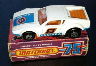 Vintage 1975 Matchbox Superfast 8 De Tomaso Pantera Mib
