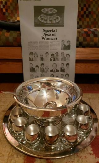 Vtg Oneida Silver Plated Punch Bowl 15 Piece Set 1977 St.  Louis Special Award