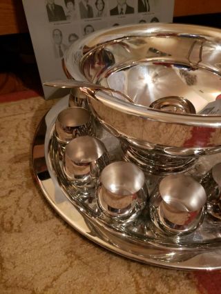 VTG Oneida Silver Plated Punch Bowl 15 piece set 1977 St.  Louis Special Award 2