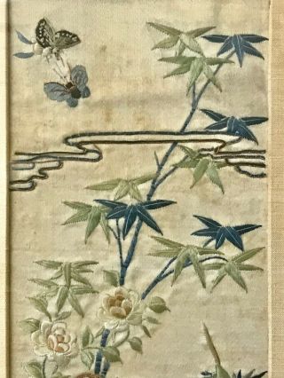 ANTIQUE CHINESE PAIR EMBROIDERED SILK EMBROIDERY WITH FRAME 2