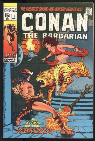 Conan (1970) 5 1st Print Claws Of The Tigress Roy Thomas Barry Smith Vf,
