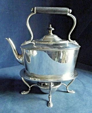 Large 10 " Silver Plated Spirit Kettle On Stand C1910
