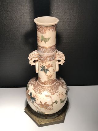 Antique 19th C Japanese Kinkosan Satsuma Pottery Vase Made In Kyushu