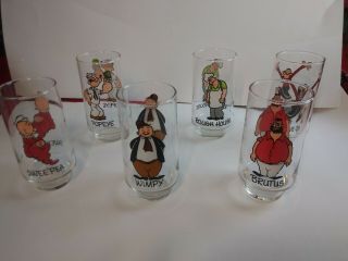 Rare Vintage 1975 Coca Cola Kollect - A - Set Of 6 Popeye Series Drinking Glasses