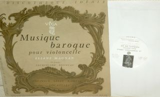Eliane Magnan Baroque Music For Cello Vega 10 " France Mega Rare