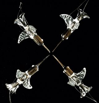 Vintage Set Of 4 Blown Glass Hummingbirds Ornaments