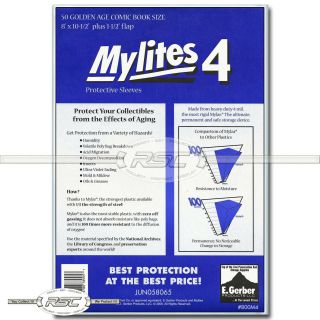 50 - Mylites 4 Golden Age 4 - Mil Mylar Comic Book Bags By E.  Gerber - 800m4