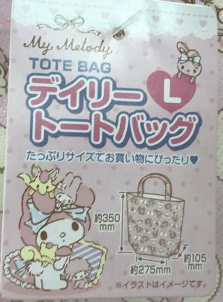 My Melody Toto Bag Flat Bag Eco Stationery 275×350 mm Kawaii Sanrio Japan F/S 5