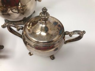 Vintage Coffee/Tea Pot Brass Silver Plate Coffee w/ sugar bowl and creamer 3