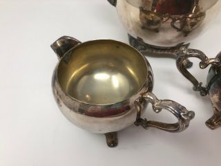 Vintage Coffee/Tea Pot Brass Silver Plate Coffee w/ sugar bowl and creamer 4