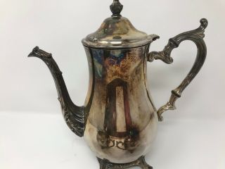 Vintage Coffee/Tea Pot Brass Silver Plate Coffee w/ sugar bowl and creamer 5