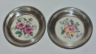 2 Floral Bouquet Sterling Silver Tray By Whiting & Co Porcelain By Royal Windsor