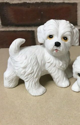 Vintage White Homco Porcelain White Shitzu Puppy Dog Figurine
