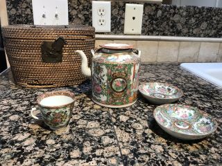 Antique Chinese 19th C Famille Rose Porcelain Tea Set