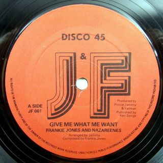 Frankie Jones And Nazareenes Give Me What Me Want 12 " 45rpm J&f Reggae Ska Dub