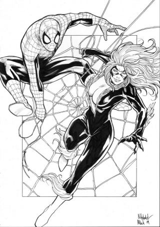 Spider - Man,  Black Cat (11 " X17 ") By Natanael Maia - Ed Benes Studio