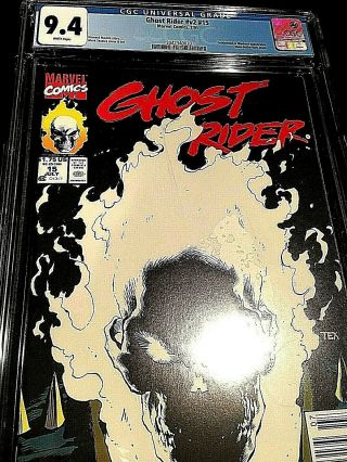 Ghost Rider V2 15 (1991) Glow In Dark Cover Cgc 9.  4 White Pages