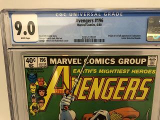 Avengers 196 (CGC 9.  0) OW/W pages; 1st full app & origin Taskmaster 2