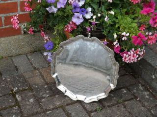 Large Silver Plated Mappin & Webb Salver Tray On Feet