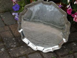 LARGE SILVER PLATED MAPPIN & WEBB SALVER TRAY ON FEET 2