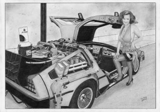 Back To The Future Lorraine Car Pin - Up Sexy Art Movie Mcfly Realistic