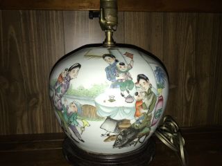 Chinese Antique Jar / Vase Mounted Into A Lamp - Early 20th C.  Minguo Period