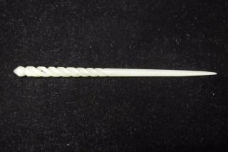 Rare Fine Old Chinese Hand Carving Natural White Jade Nephrite Women Hair Pin
