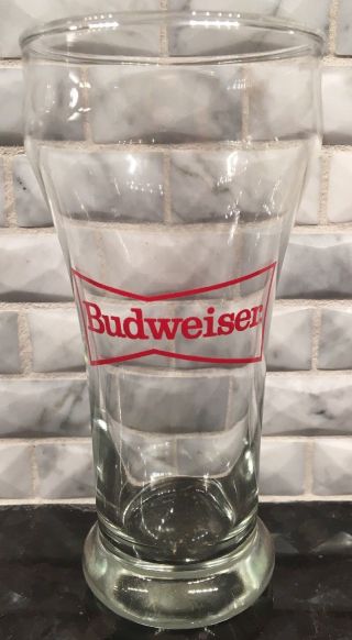 Anheuser Busch Budweiser Bowtie Logo Pilsner Beer Glass Nos