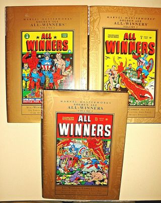 Marvel Masterworks Golden Age All - Winners Vol.  1,  2,  3,  Hc W/dj 