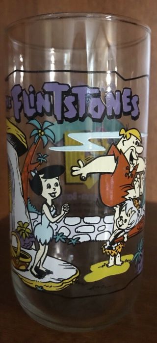 Flintstones Hardees First 30 Years 1964 Little Bamm Bamm Drinking Glass Cup Vtg
