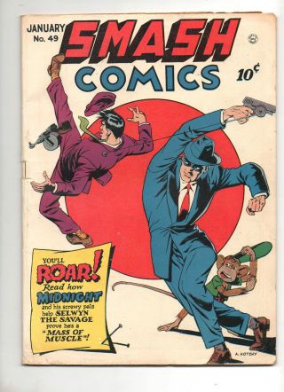 Smash Comics 49 Kotzky Midnight Cover Nordling Lady Luck Art Vf 8.  0/7.  5 1944