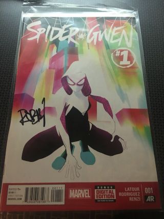 Spider - Verse Spider Gwen 1 Signed (first Print) Autographed By Rodriguez Vf/nm