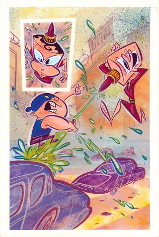 Scott Morse Plastic Man Painted Splash Page Comic Art