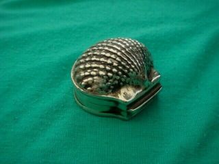 Solid Sterling Silver Hallmarked Oyster Shell Shaped Snuff Box / Pill Box