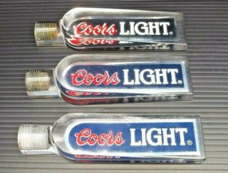 3 Coors Light Beer Tap Handle Pull Lucite Clear Black/blue Silver 4.  5 In
