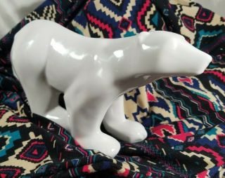 Mcm Minimalist Modern White Ceramic Polar Bear Figurine