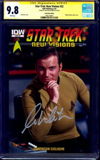 Star Trek: Visions 22 Photo Variant Cgc Ss 9.  8 Signed William Shatner Nm/mt