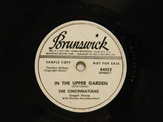 The Cincinnatians 78 STEP BY STEP bw UPPER GARDEN Brunswick VG,  gospel doo wop 2