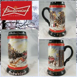 Anheuser Busch Budweiser Clydesdale Holiday Stein “a Perfect Christmas” 1992