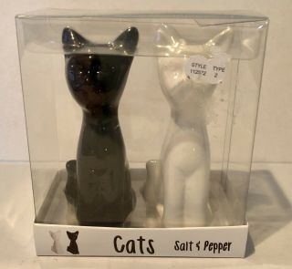 Cat Theme Salt And Pepper Shakers Black White Kittens