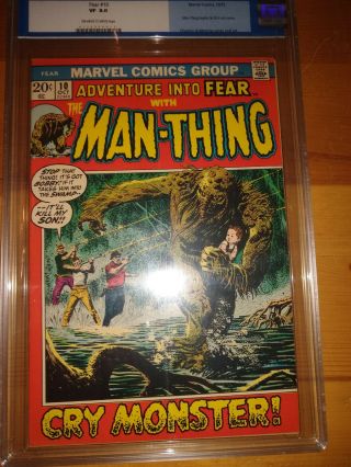 Adventure Into Fear 10 - Cgc 8.  0 Vf - 1st Man - Thing Solo Series Priority