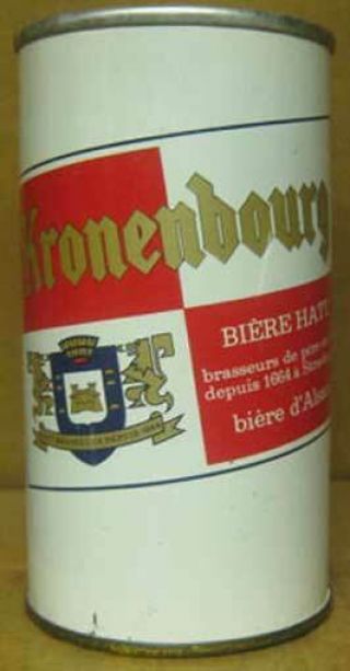 Kronenbourg Biere Hatt Ss Empty 12oz,  Beer Can With 5 Flags,  Strasbourg,  France