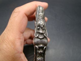 Chinese 1920 ' s carved silver and wood bangle u3443 6