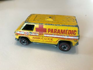 1977 Hot Wheels Redline Van Paramedic Darker Yellow Vintage Mattel Diecast