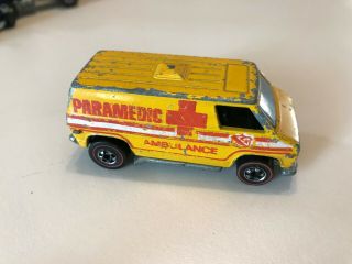 1977 Hot Wheels Redline Van Paramedic Darker Yellow Vintage Mattel Diecast 2