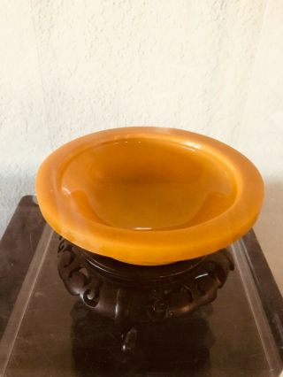 Imperial Yellow Chinese 18thc /19thc Peking Glass Base or Bowl /Stand 2