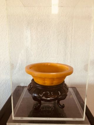 Imperial Yellow Chinese 18thc /19thc Peking Glass Base or Bowl /Stand 7