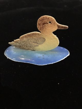Vintage Enamel On Copper Duck Figurine Signed Bovano Of Cheshire 3 "