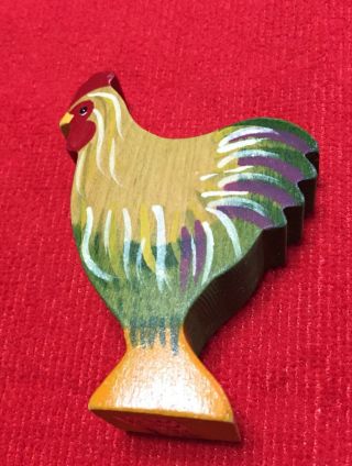 Rare Kinderkram Wooden Rooster Handmade Figurine (germany)